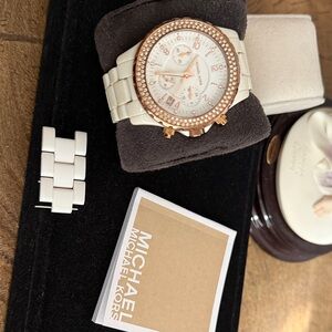 Michael Kors White and Rose Gold Women's Watch